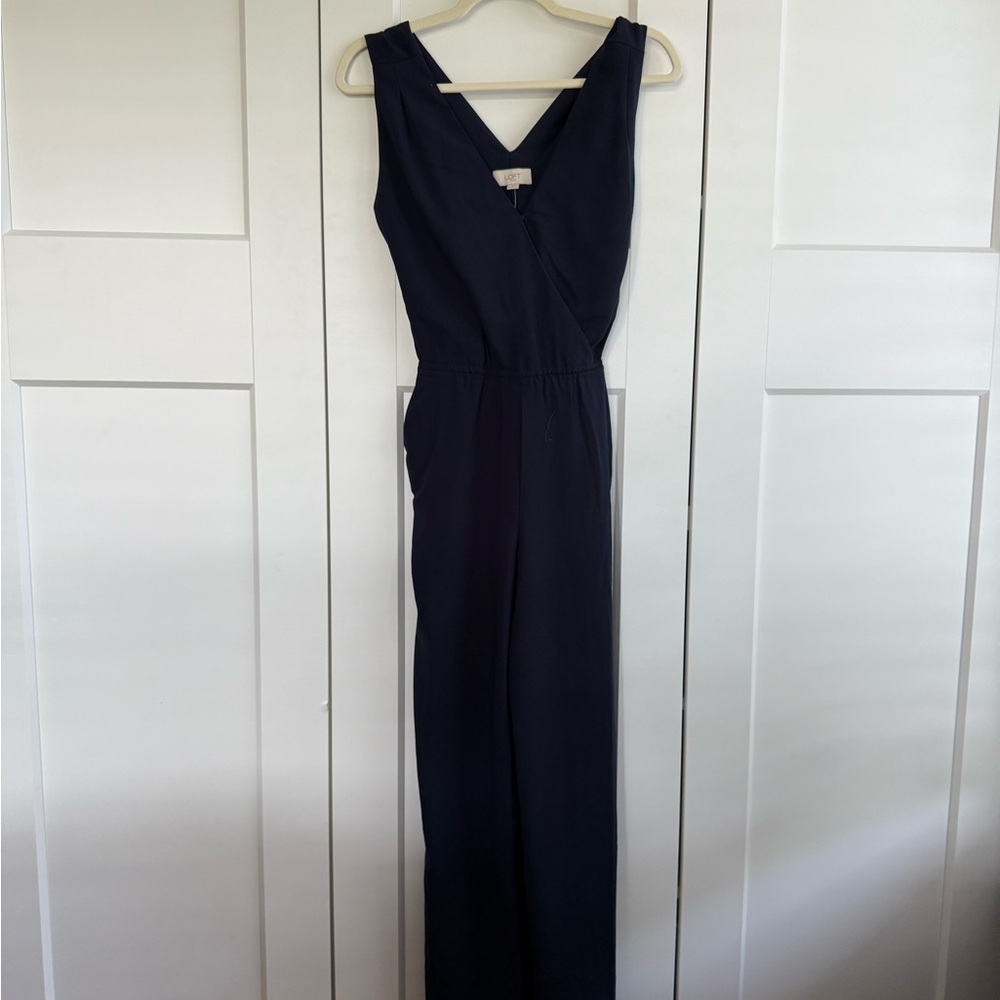 LOFT Deep Blue Sleeveless Jumpsuit